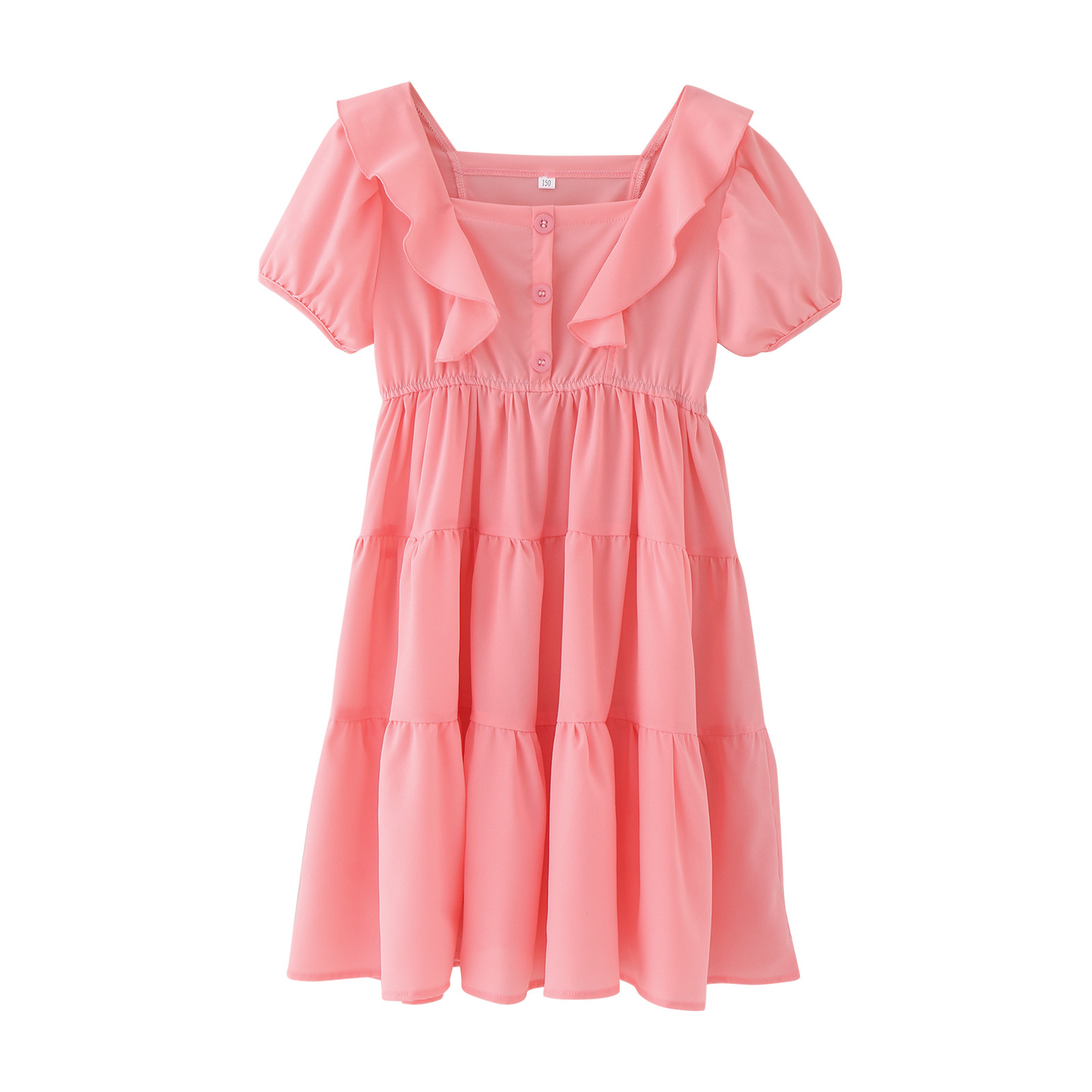 Akiihool Dresses for Girls Kids Girls Cartoon Casual Dresses Ruffle Sleeve Graphic Playwear Swingdress (Orange,4-6 Years)